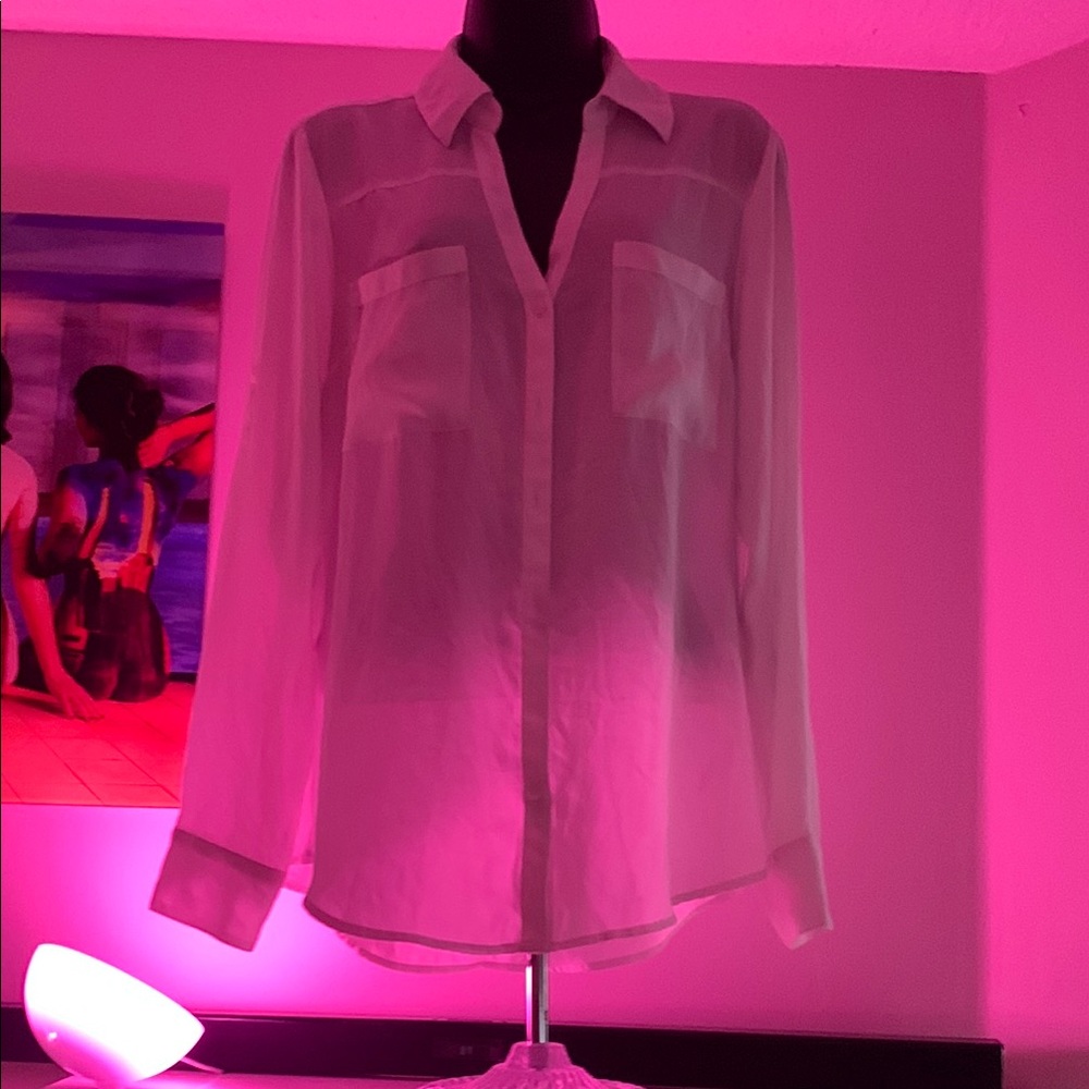 Express Pink Button-Up Blouse